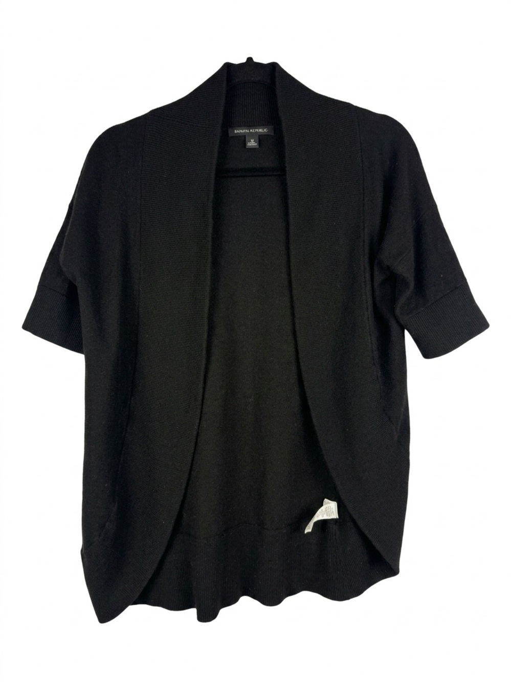 Banana Republic Wool Cashmere Blend Open Front Short Sleeve Cardigan Black M - Picture 1 of 9